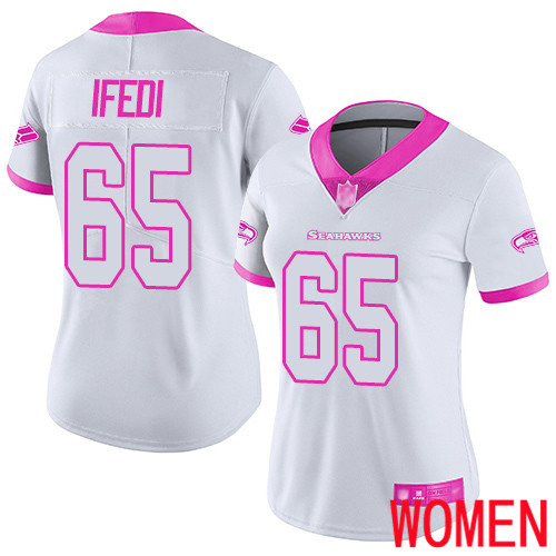 Seattle Seahawks Limited White Pink Women Germain Ifedi Jersey NFL Football #65 Rush Fashion